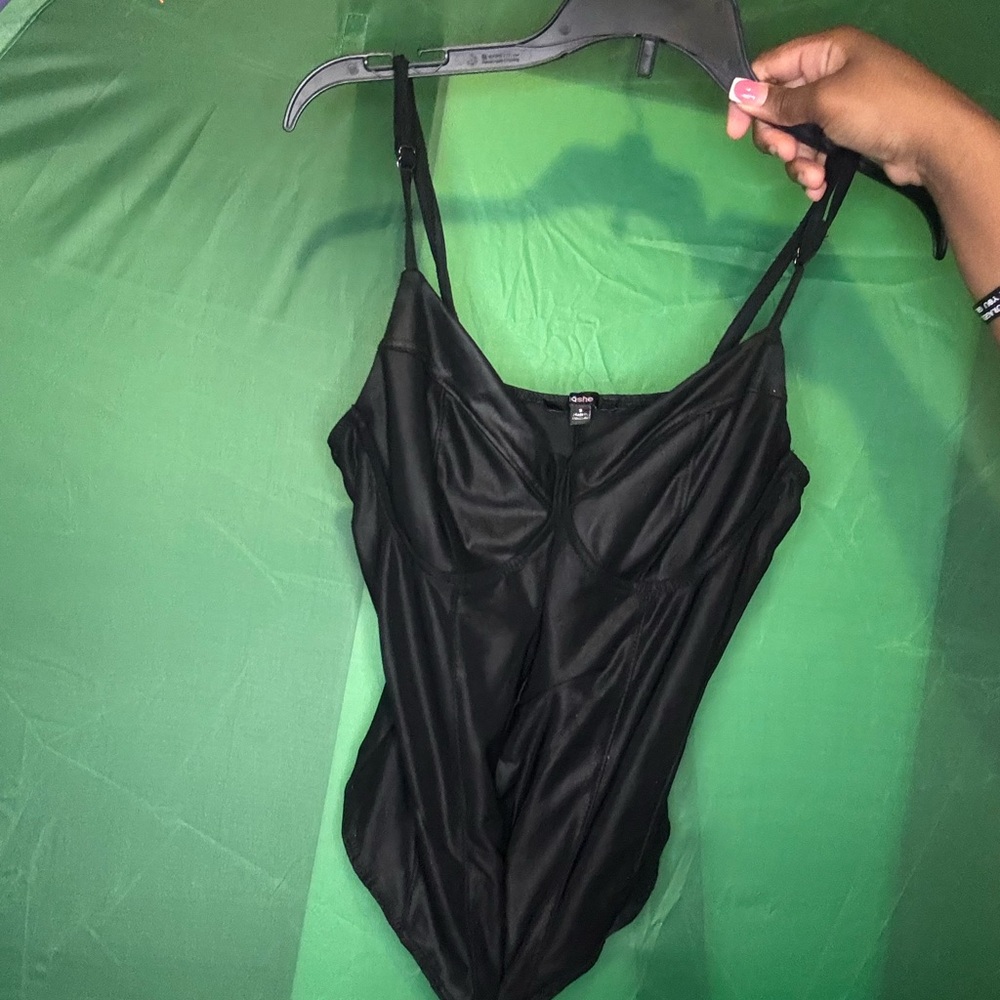 Black Satin Bodysuit